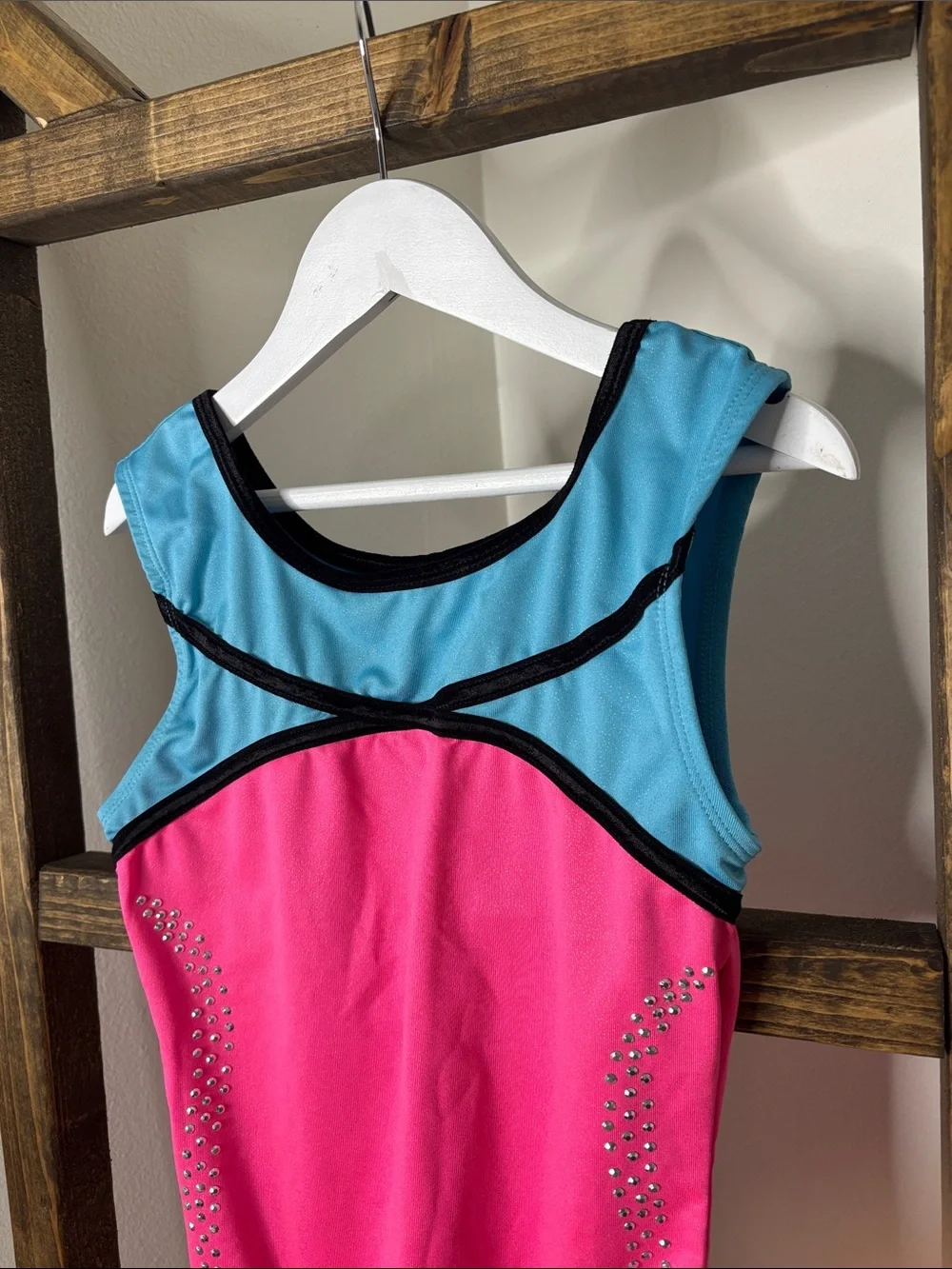 Danskin Pink and Light Blue Dance Gymnastics Cheer Leotard Size L
